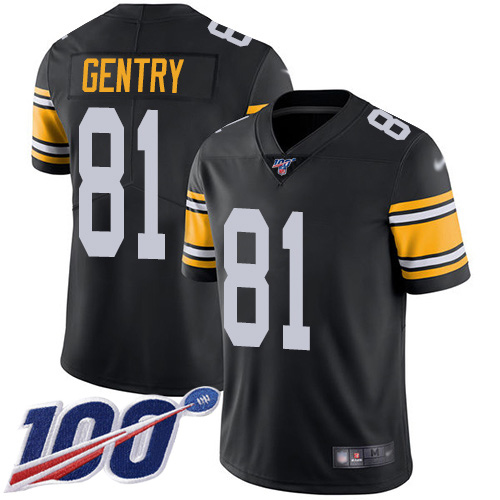 Youth Pittsburgh Steelers Football #81 Limited Black Zach Gentry Alternate 100th Season Vapor Untouchable Nike NFL Jersey->youth nfl jersey->Youth Jersey